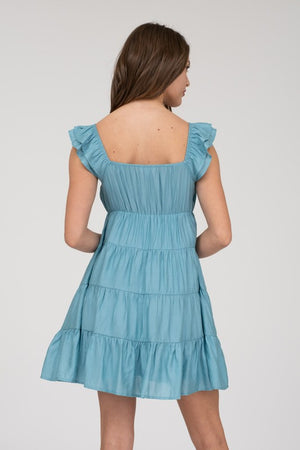 Tiered Babydoll Mini VNeck Dress