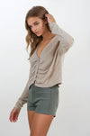 Hairy Soft Snap Front Sweater Top