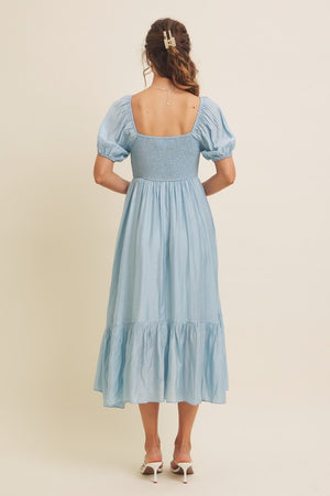 Ruched Bust Babydoll Midi Dress