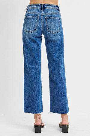 Tummy Control Mid Rise Crop Straight Jeans