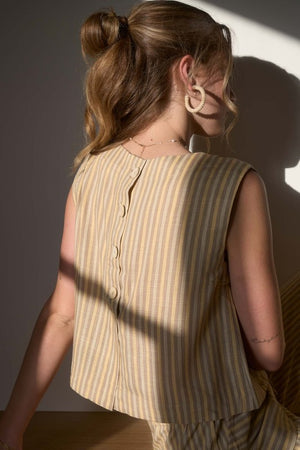 Sleeveless Stripe 2-Piece Wide Leg Pants Set