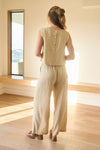Sleeveless Stripe 2-Piece Wide Leg Pants Set