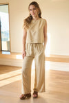 Sleeveless Stripe 2-Piece Wide Leg Pants Set