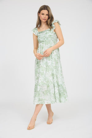 Ruffle Strap Pleat Bust Dress