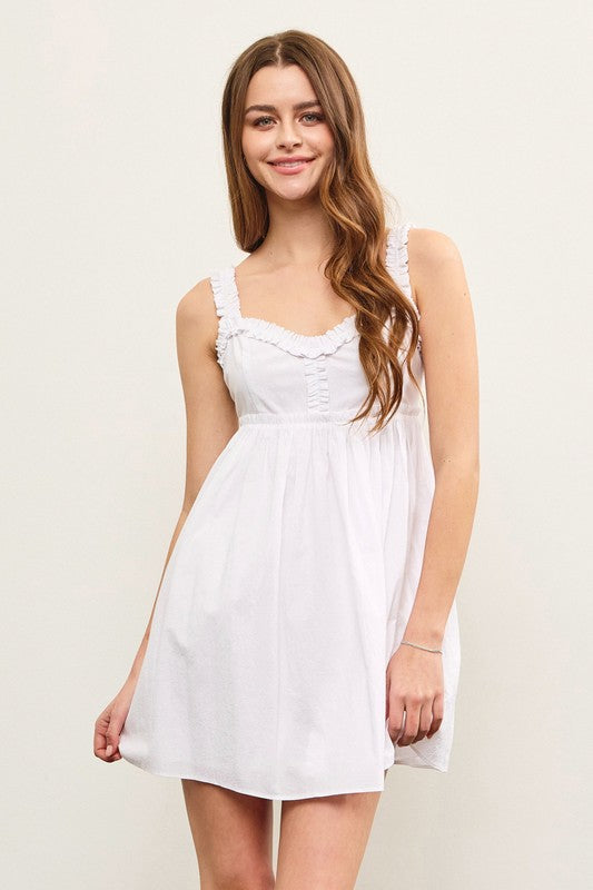 Shirring Strap Mini Dress