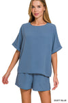 Woven Airflow Top & Shorts 2-Piece Set