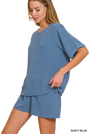 Woven Airflow Top & Shorts 2-Piece Set