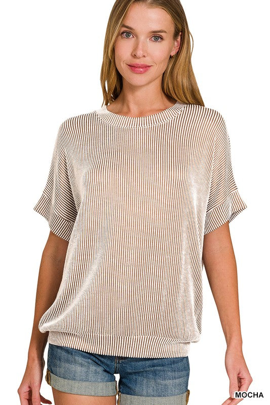 Cord Ribbed Banded Top