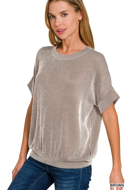 Cord Ribbed Banded Top
