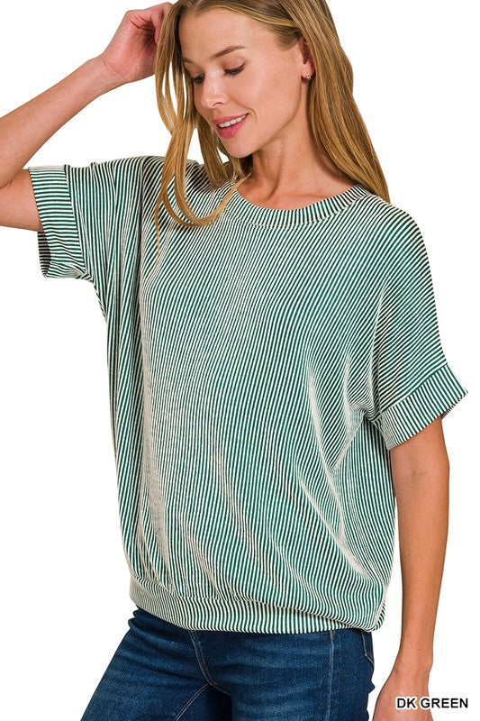 Cord Ribbed Banded Top