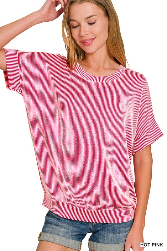 Cord Ribbed Banded Top