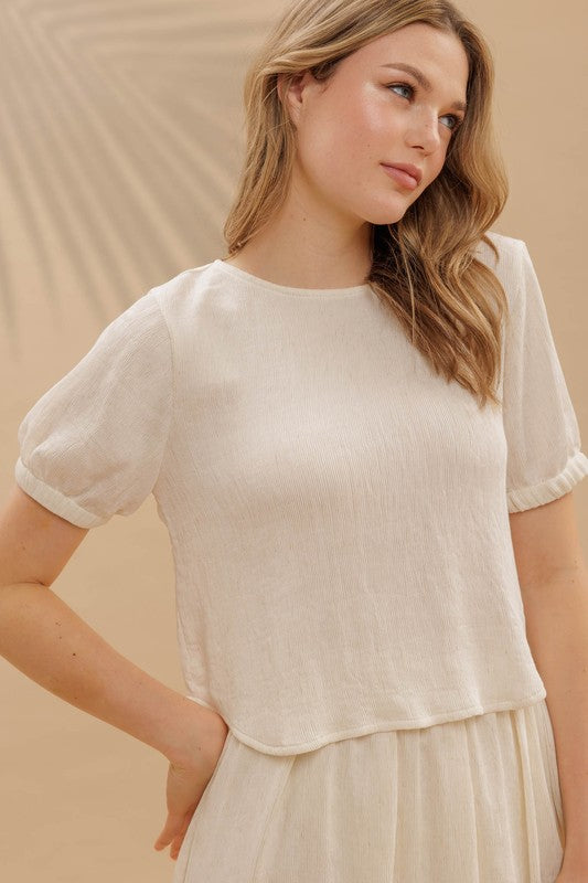 Back Tie Puff Sleeve Top