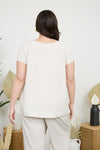 Plus Round Neck SS Linen Top