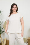 Plus Round Neck SS Linen Top