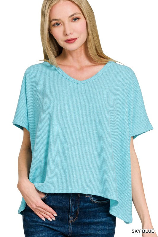 Ribbed Soft V SS Top