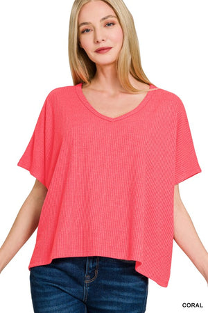 Ribbed Soft V SS Top