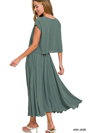 Crinkle Gauze Top & Skirt Set
