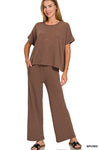 Cotton Slub 2-Piece Pants Set