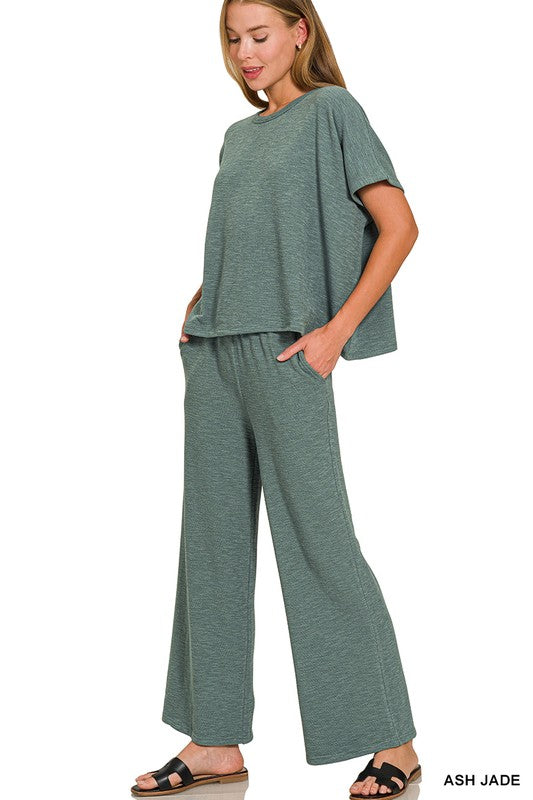 Cotton Slub 2-Piece Pants Set