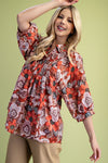 Smocked Yoke Floral Top