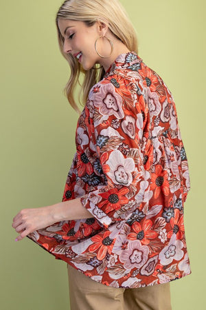 Smocked Yoke Floral Top