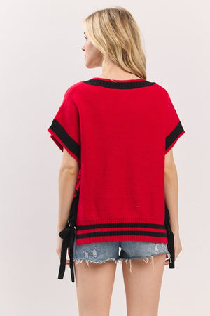 Side Ties Game Day Sweater Vest