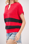 Varsity Stripe Notched Game Day Sleeveless Sweater