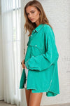 Mineral Wash Oversized Tencel Shirt Top
