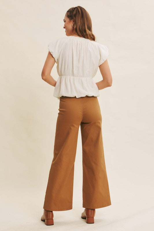 Bubble V-Neck Bow Top