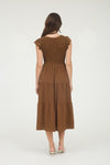Flutter Sleeve Smock Midi Dress