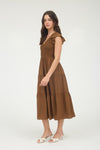 Flutter Sleeve Smock Midi Dress