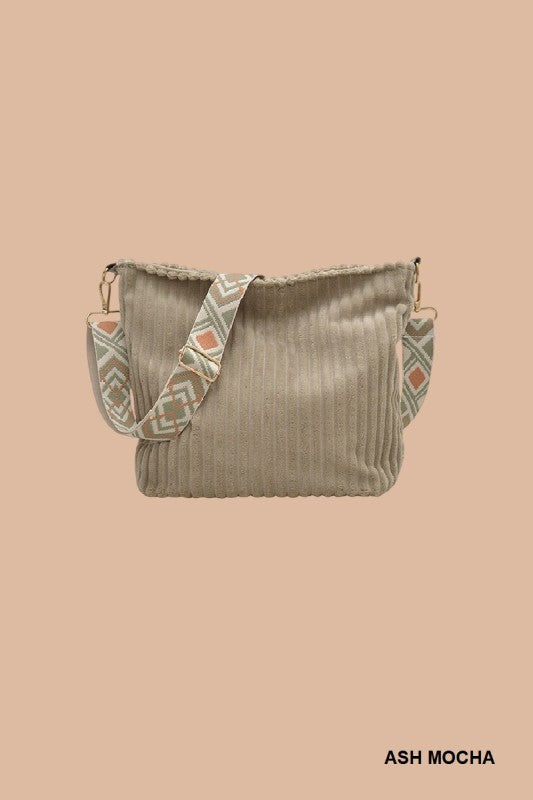Corded Sling Tote Purse w/Guitar Strap