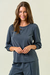 Washed Satin Smock Sleeve Top