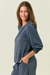 Washed Satin Smock Sleeve Top