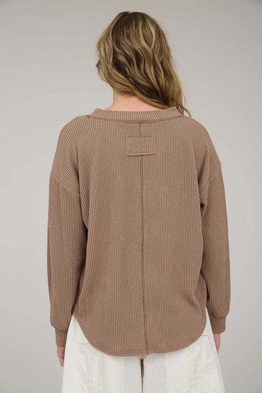 LS Rib Henley Top