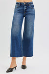 Mid Rise Crop Raw Hem Jeans