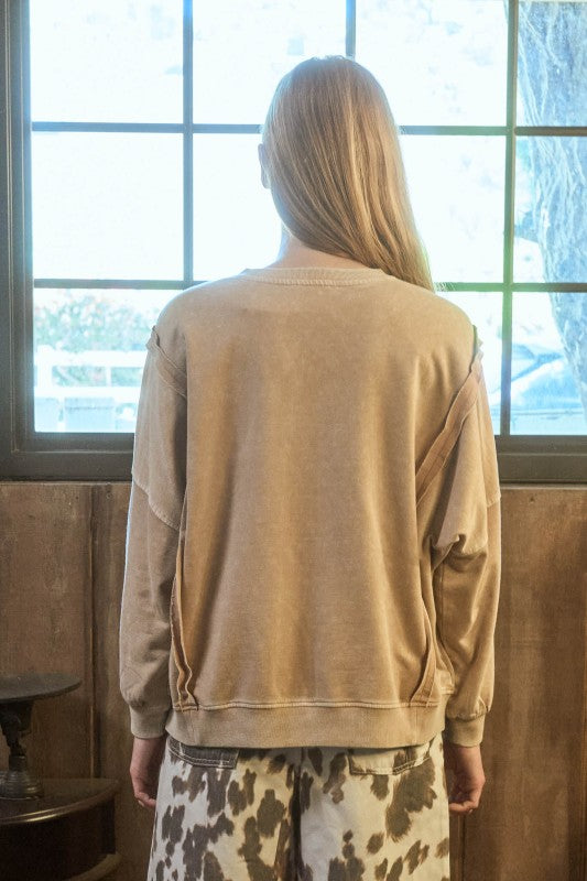 Route 66 Drop Shoulder LS Knit Top