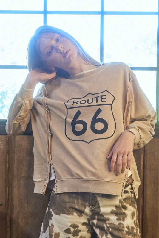 Route 66 Drop Shoulder LS Knit Top