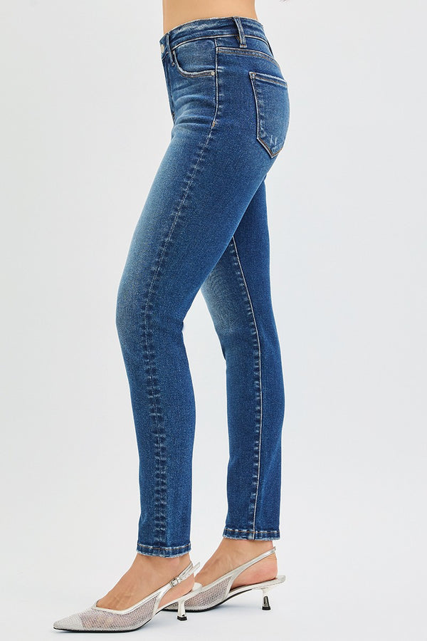 Tummy Control Mid Rise Ankle Skinny Jeans