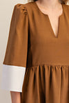 Wide Sleeve Colorblock Dress