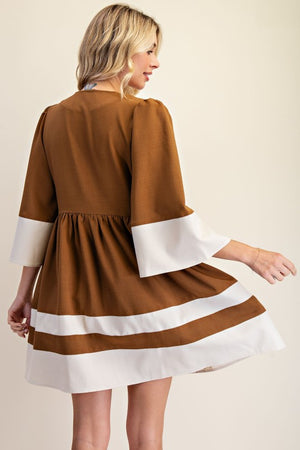 Wide Sleeve Colorblock Dress
