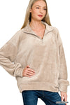 Faux Fur Half Zip Pullover Top
