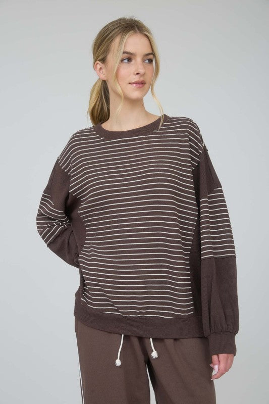 Stripe & Block LS Banded Top