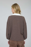 Contrast Collar LS Striped Top