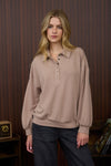 Half Snap Solid LS Collar Top