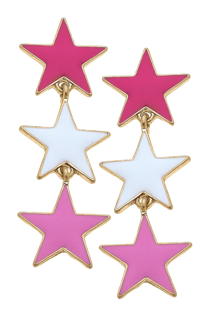 Stars Linked Enamel Statement Earrings