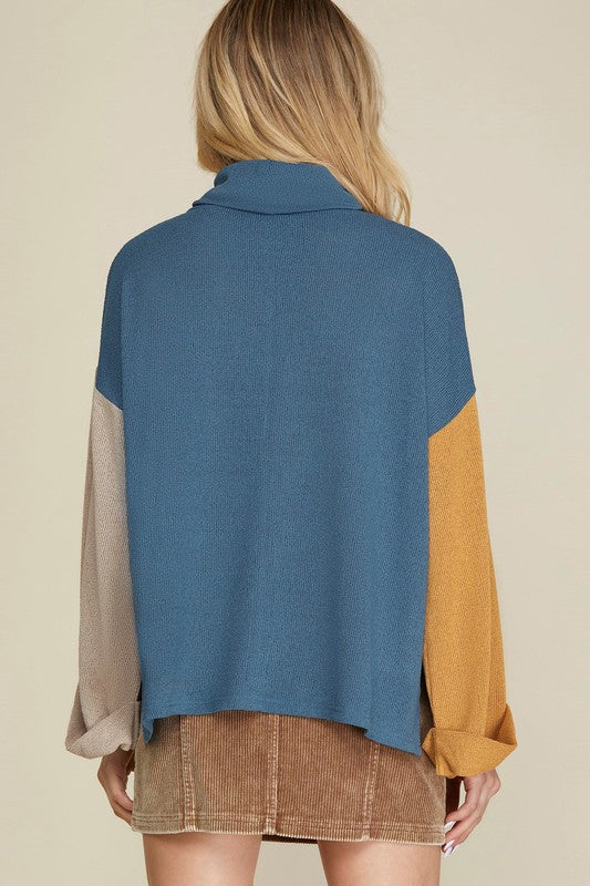 Colorblock Sleeve Sweater Top
