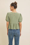 Contrast Binding Bow Babydoll Top
