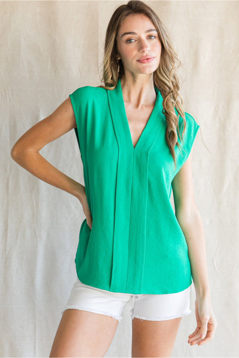 Sleeveless Vertical Trim Top