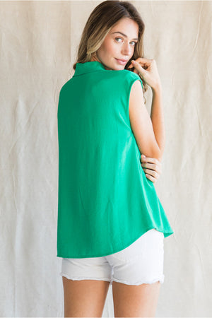 Sleeveless Vertical Trim Top